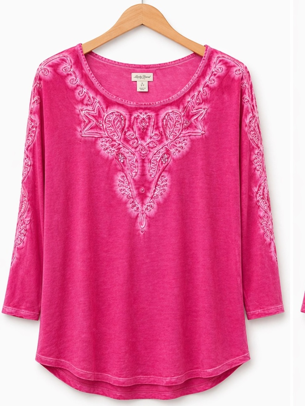 Lucky Brand Bright Fuchsia Embellished Scoop Neck Tunic M/L